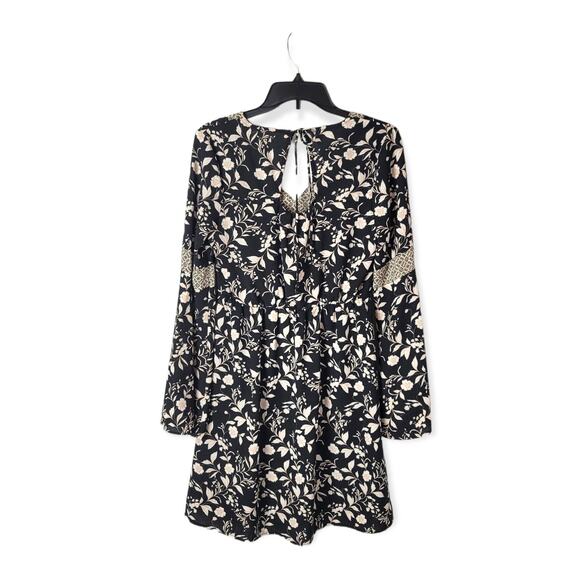 Maurices Dark Floral Long Bell Sleeve Mini Dress Size Small Boho Whimsigoth - Picture 2 of 10